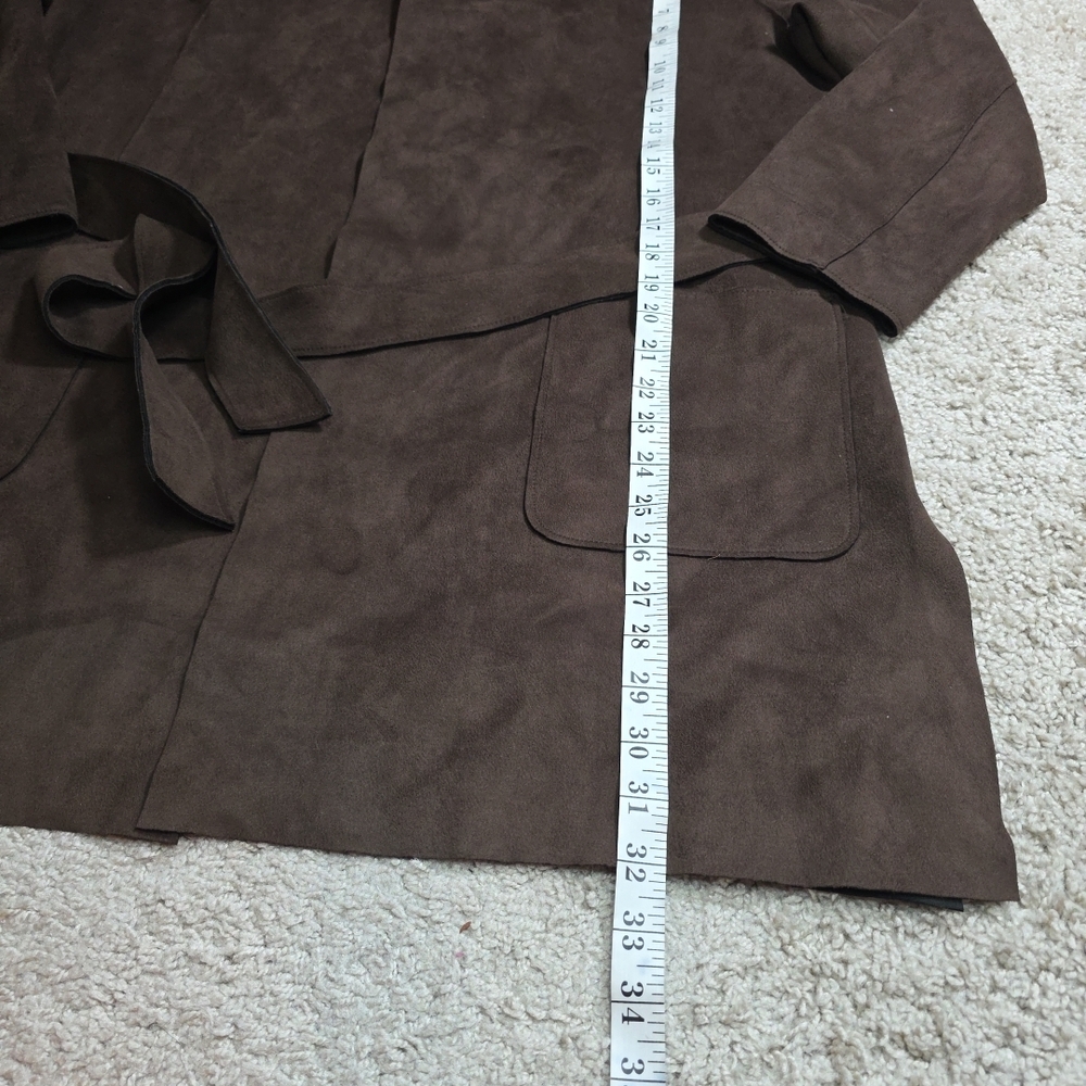 Zara Lightweight Faux Suade Jacket with Hood Women’s Size Large - Picture 12 of 12